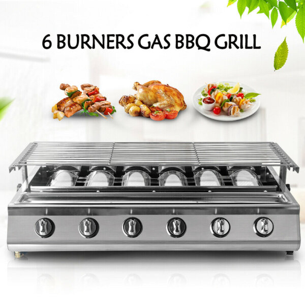 Gas barbecue for hotels with 6 burners