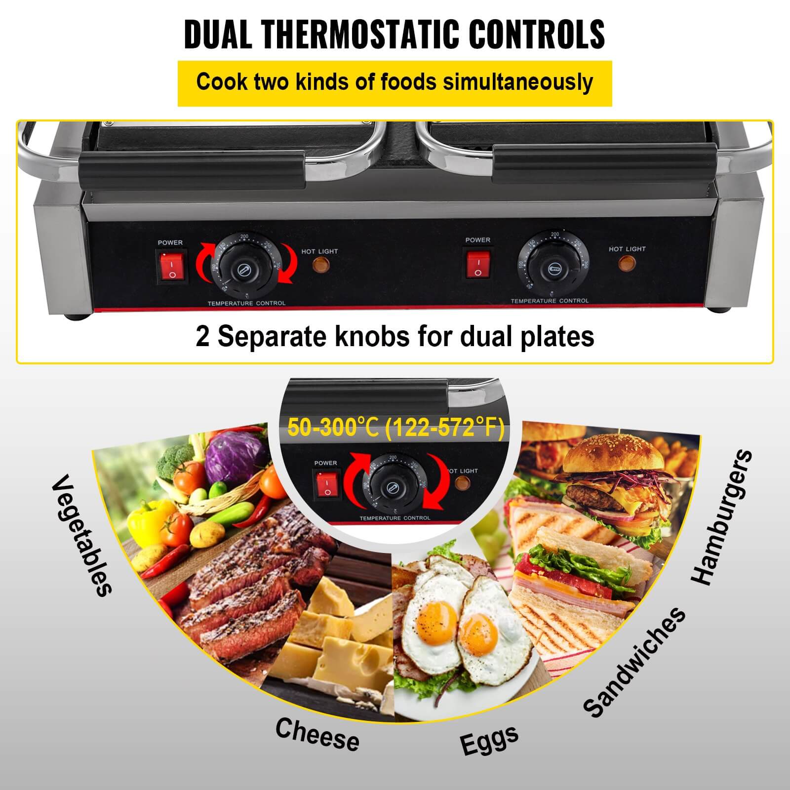 Piastra elettrica professionale per grill, pane, tramezzini, carne