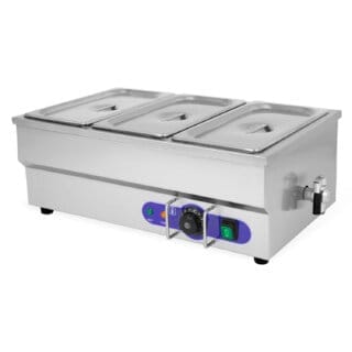 Industrial bain-marie food warmer 3 trays