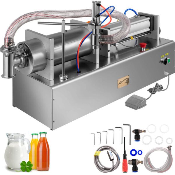 Stroj na plnenie kvapalín Pneumatický piest sacím plnením do fliaš, dávkovanie 1000-5000 ml