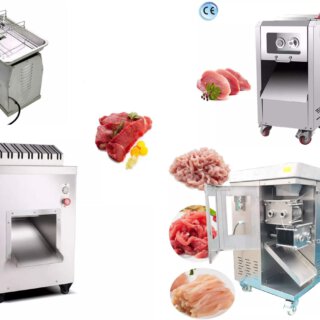 Machines for cutting meat into steaks