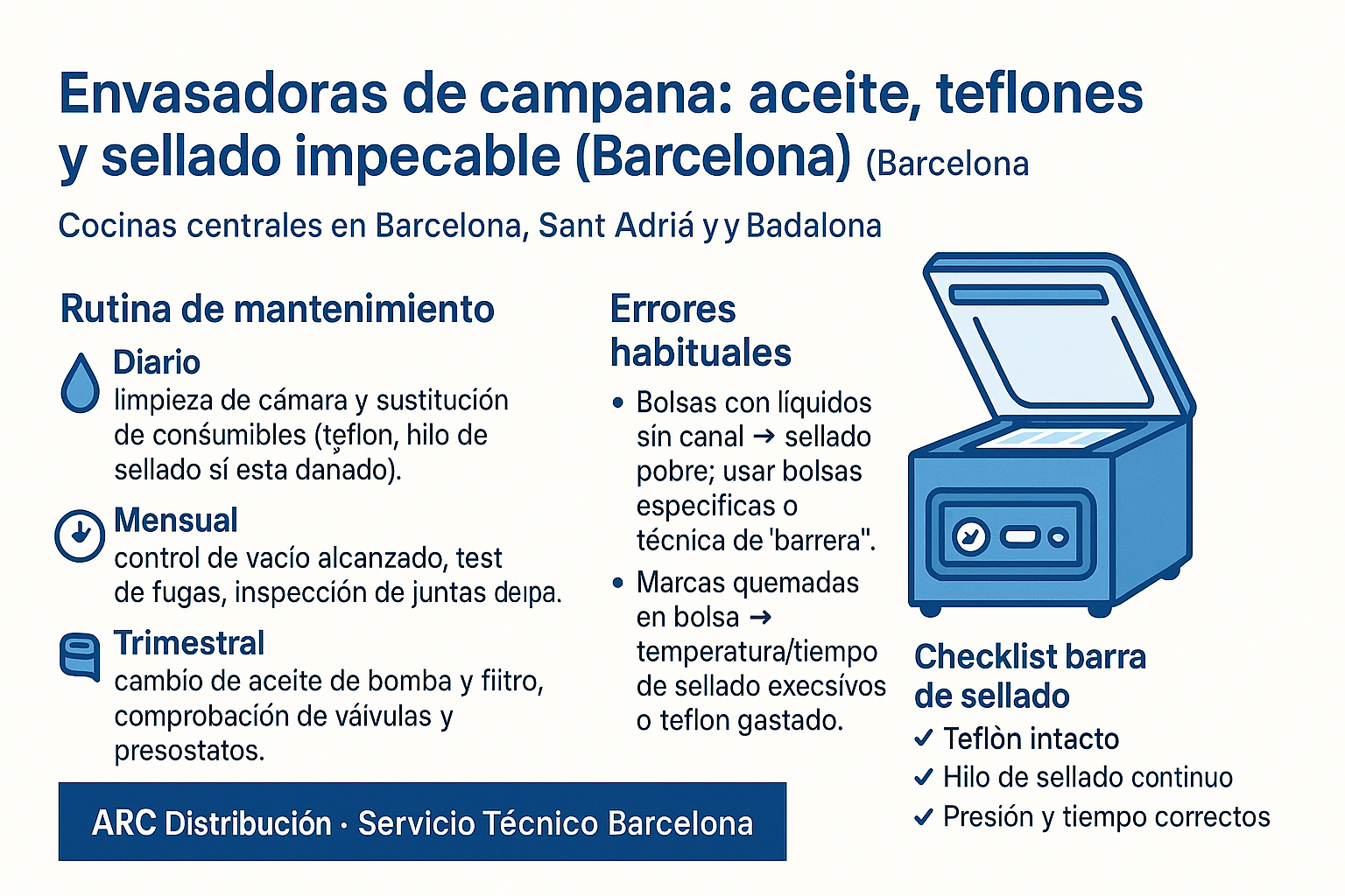 Envasadora al vacío de campana ARC para hostelería en Barcelona