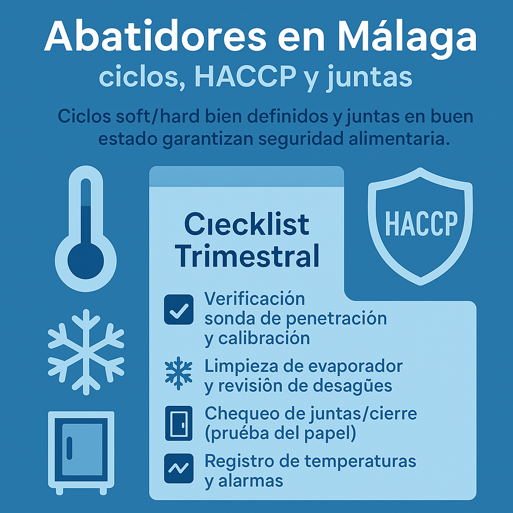 Abatidores de temperatura en Málaga: ciclos, HACCP y juntas