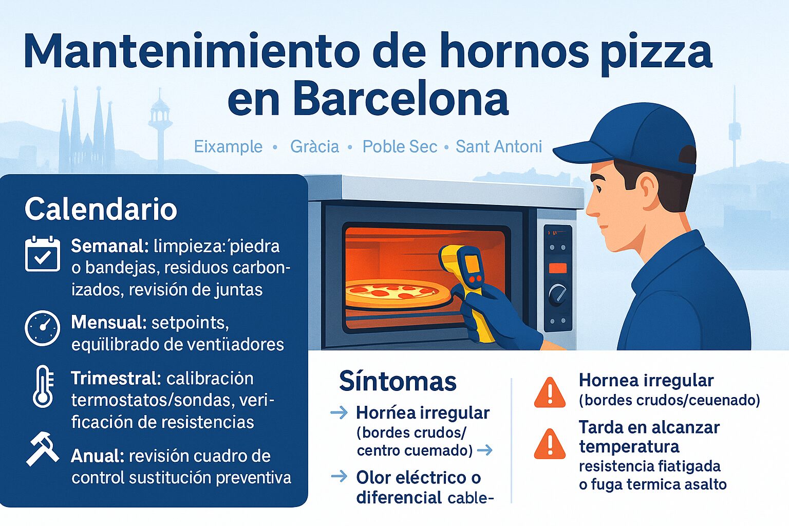 Mantenimiento de hornos de pizza profesionales en Barcelona
