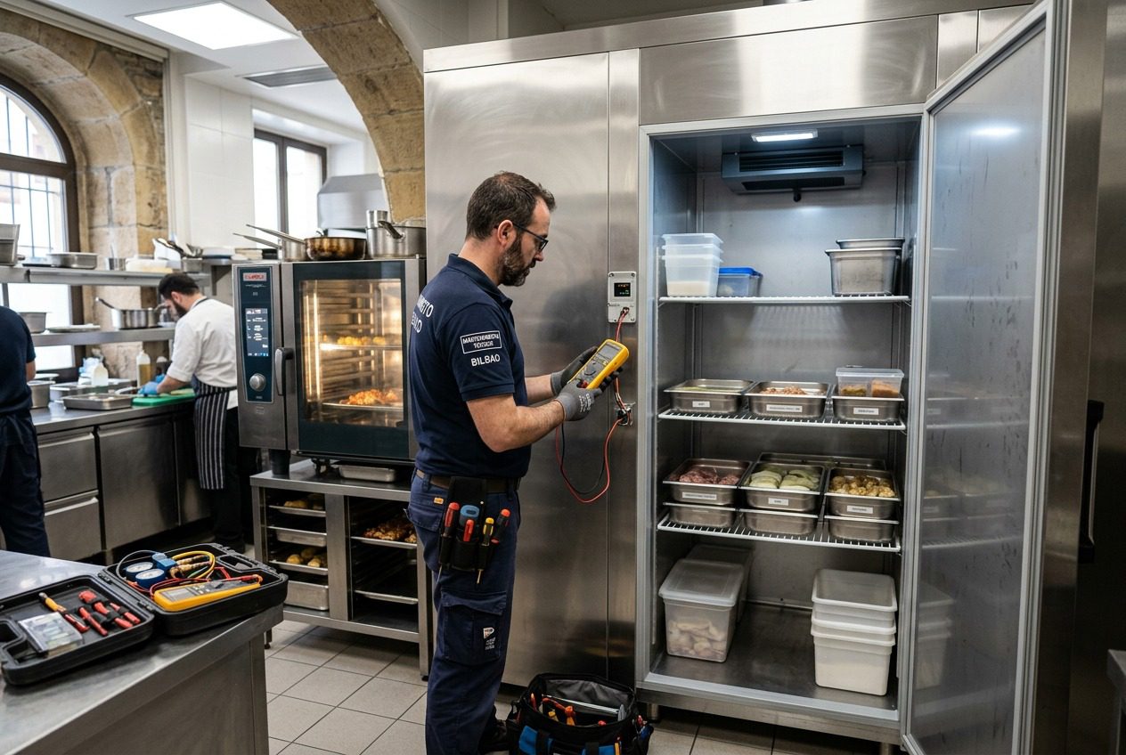 Revisión y mantenimiento en equipos de cocina industrial en un restaurante de Bilbao