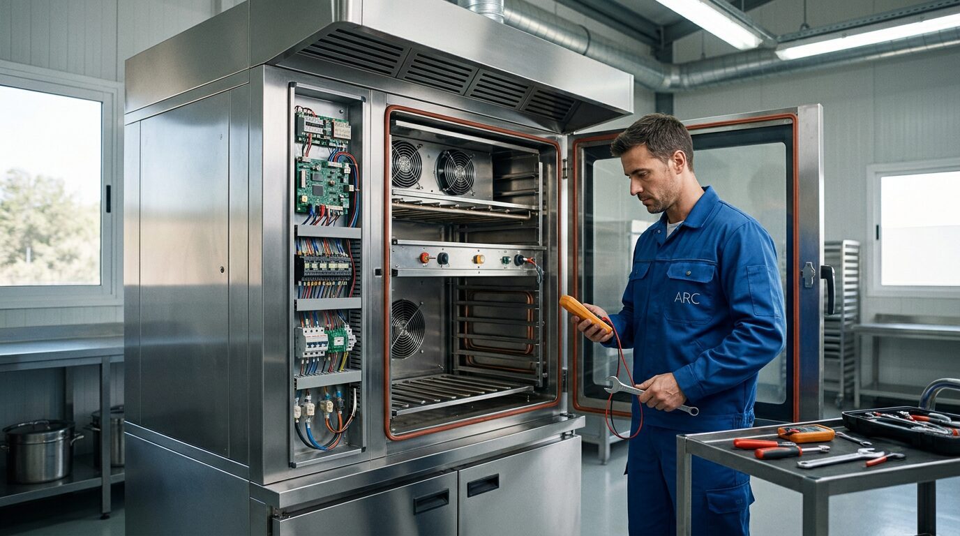 Técnico especializado revisando maquinaria profesional en Palma de Mallorca