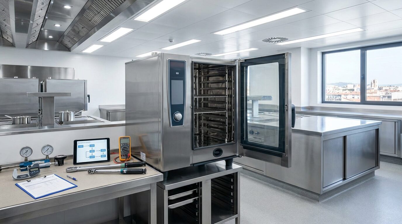 Chequeo preventivo de maquinaria profesional en cocina industrial Tarragona
